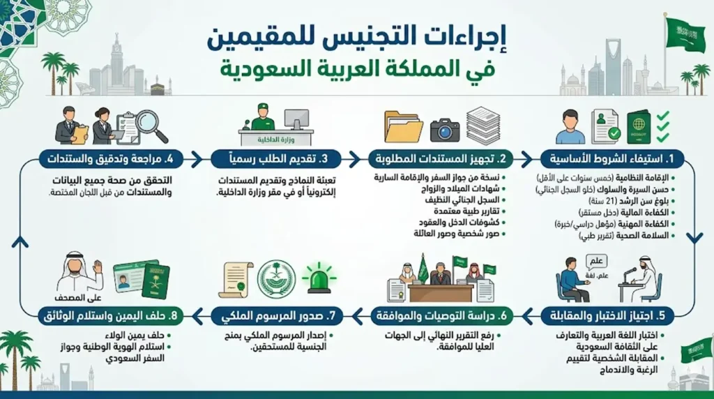 خطوات تقديم الجنسية السعودية للمقيمين
